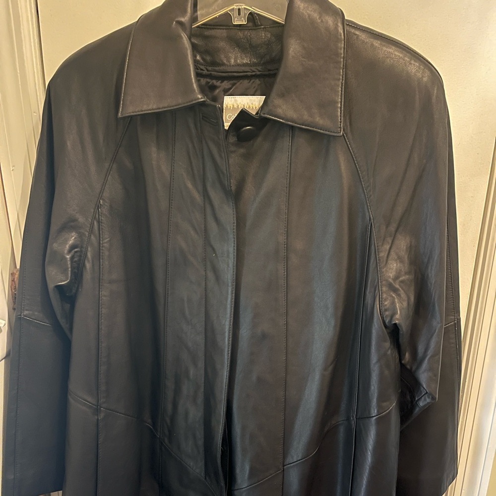 Goldwater Creek  Black Leather Coat